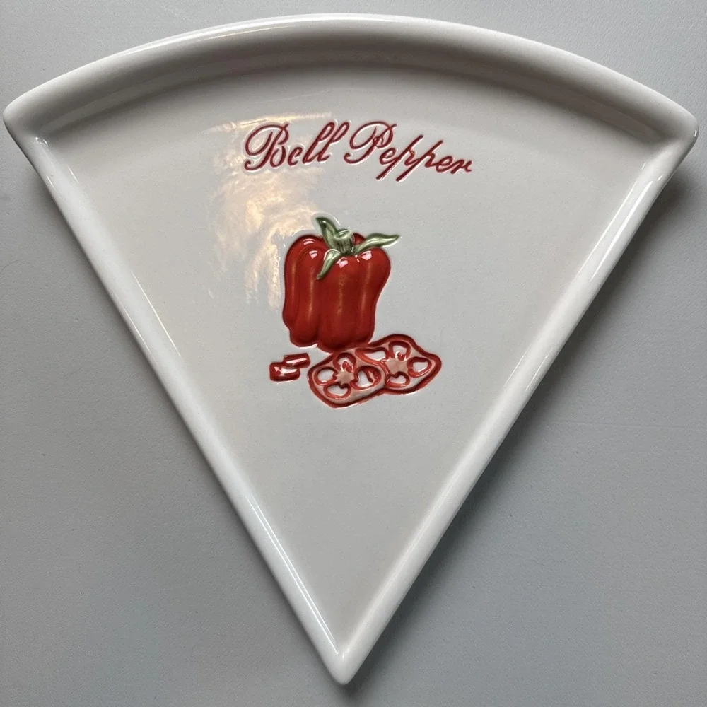 VTG Pottery Barn Pizza Buono Stoneware Triangle Pizza Slice Plates X6 w/Box READ